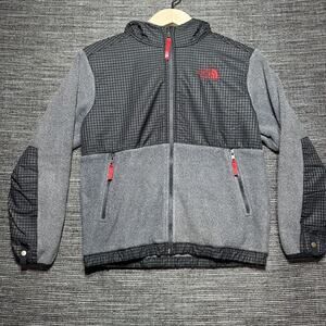 The North Face Jacket Boys M (10-12) Gray Red Full Zip Fleece Polartec